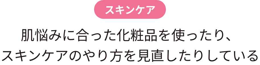 スキンケア 肌悩みに合った化粧品を使ったり、スキンケアのやり方を見直したりしている