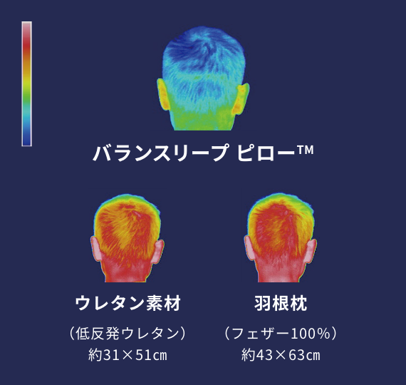 バランスリープ ピロー™ ウレタン素材（低反発ウレタン）約31×51㎝ 羽根枕（フェザー100％）約43×63㎝